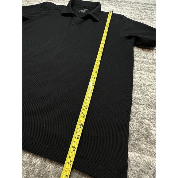 Raffi Mens Polo Shirt Black Ribbed Aqua Short Sleeve Performance Golf Size M - Picture 5 of 11